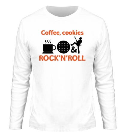 Мужской лонгслив Coffee, cookies, Rock-n-Roll
