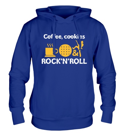 Толстовка с капюшоном Coffee, cookies, Rock-n-Roll
