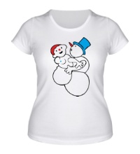 Женская футболка Парочка снеговиков