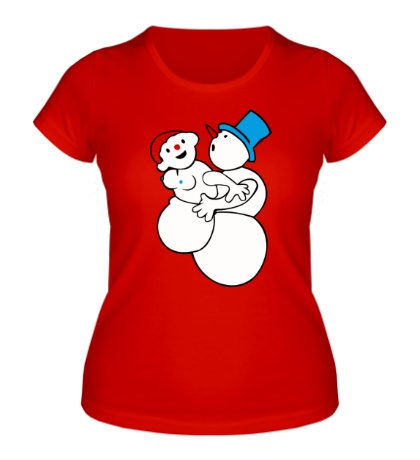 Женская футболка Парочка снеговиков