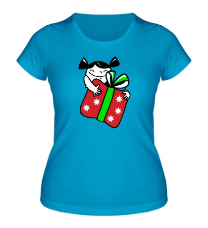 Женская футболка «Девочка с подарком»