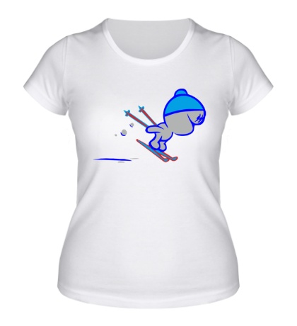 Женская футболка «Мальчик-лыжник»