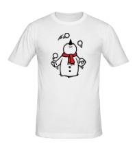 Мужская футболка Снеговик жoнглирует снежками