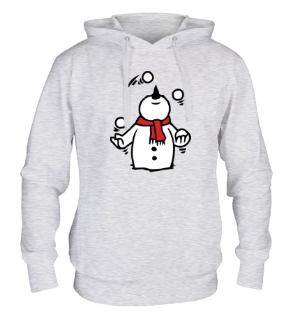 Толстовка с капюшоном «Снеговик жoнглирует снежками»
