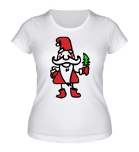 Женская футболка Дедушка Мороз с ёлочкой