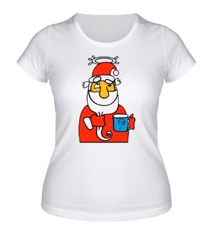 Женская футболка Дед Мороз с кружкой