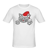 Мужская футболка Новогодняя кошка
