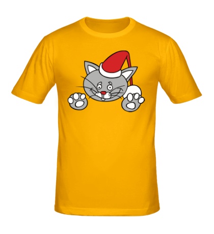 Мужская футболка «Новогодняя кошка»