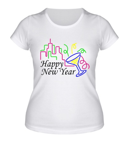 Женская футболка «Кислотный Новый Год»