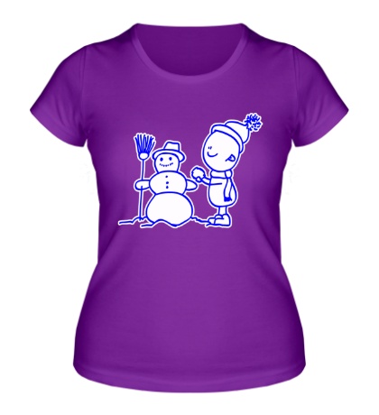 Женская футболка «Мальчик и снеговик»