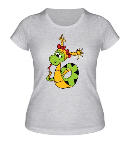 Женская футболка «Змеюшка с косами»