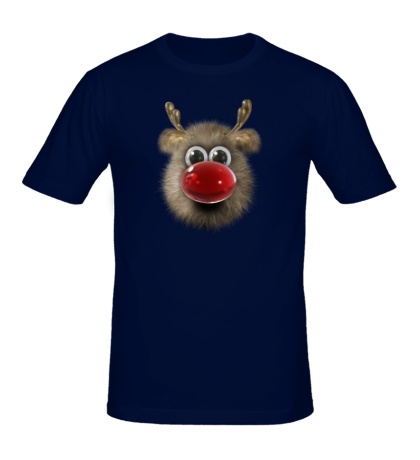 Мужская футболка «Пушистый красноносый олень»