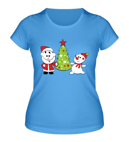 Женская футболка Мальчик и Снеговик
