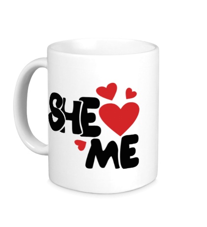 Керамическая кружка «Она любит меня, для него»