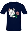 Мужская футболка «Котёнок с розой» - Фото 1