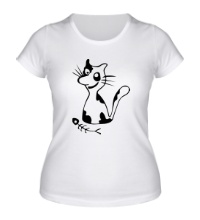 Женская футболка Кошка с рыбкой