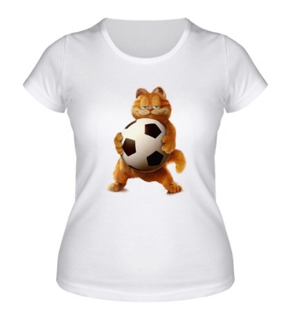 Женская футболка Гарфилд с мячoм