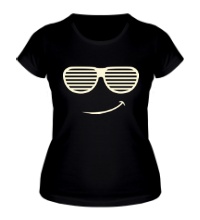 Женская футболка Довольный смайл в очках жалюзи