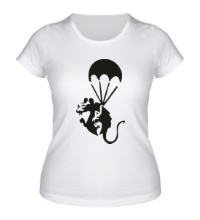 Женская футболка Крыса с парашютом