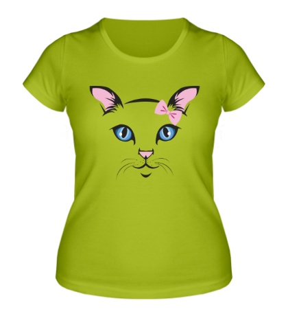 Женская футболка Кошка с бантиком
