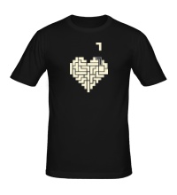 Мужская футболка Heart tetris сердце тетрис светится