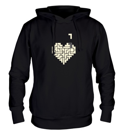 Толстовка с капюшоном «Heart tetris сердце тетрис светится»