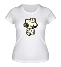 Женская футболка Kitty zombie glow