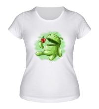 Женская футболка Android Eats Apple