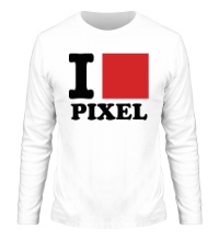 Мужской лонгслив I love pixel, я люблю пиксили