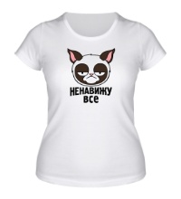 Женская футболка Кот: ненавижу все
