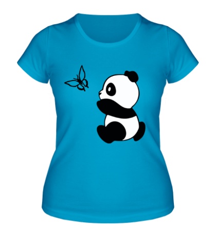 Женская футболка Панда с бабочкой